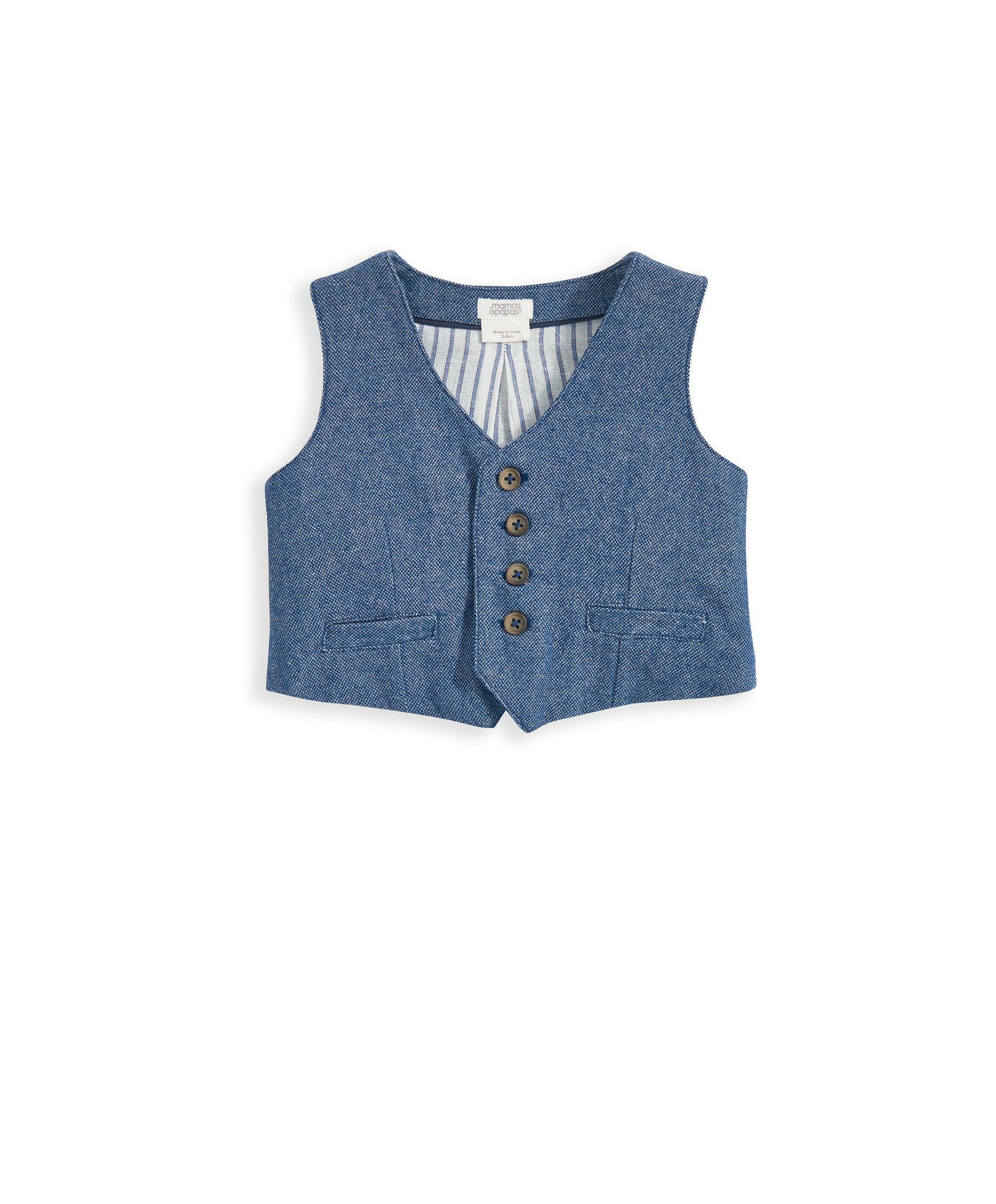Woven Waistcoat & Trouser Outfit Set - Blue - Image 4