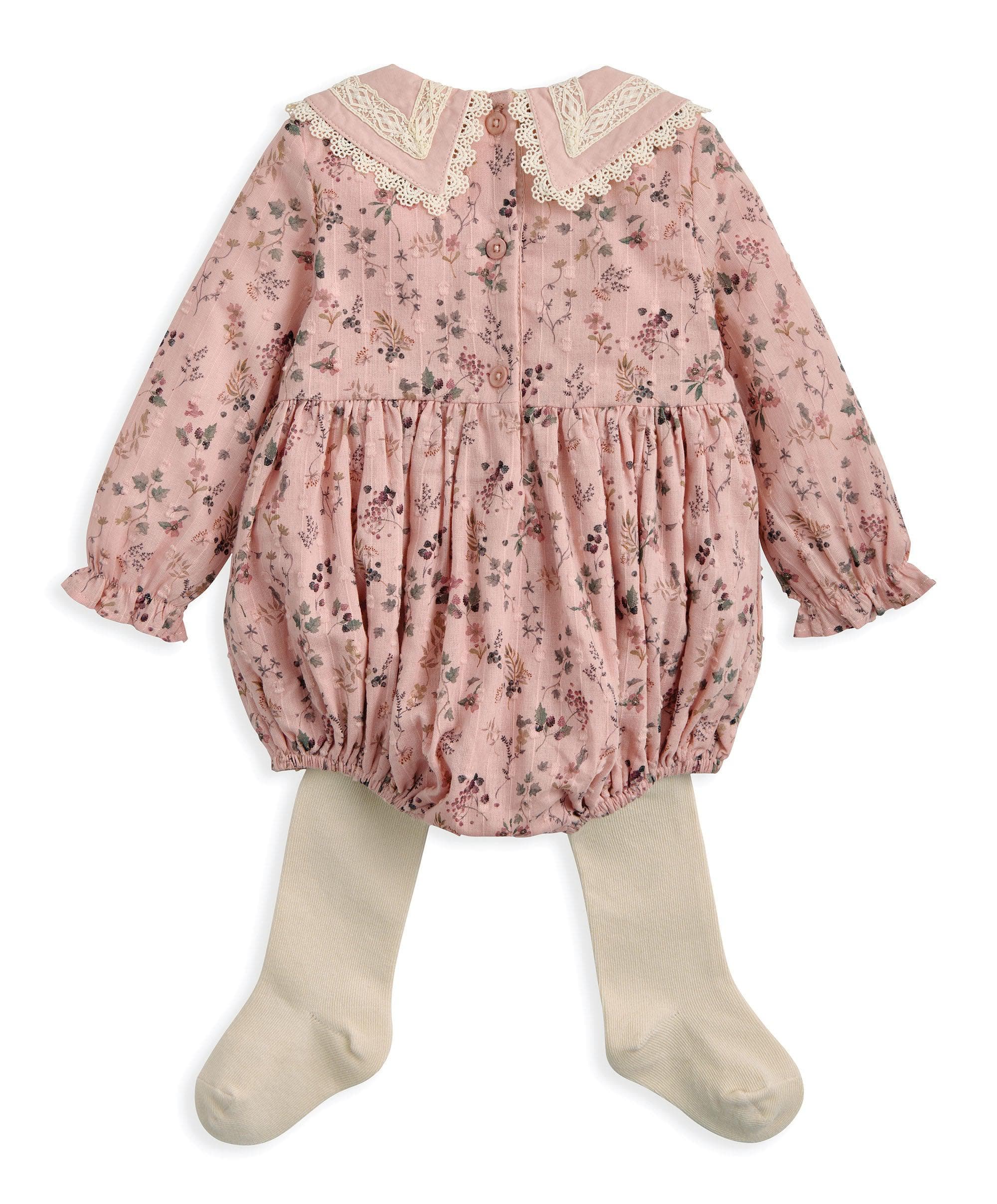 Bramble Print Romper and Tights Set (2 Pieces) - Pink - Image 5