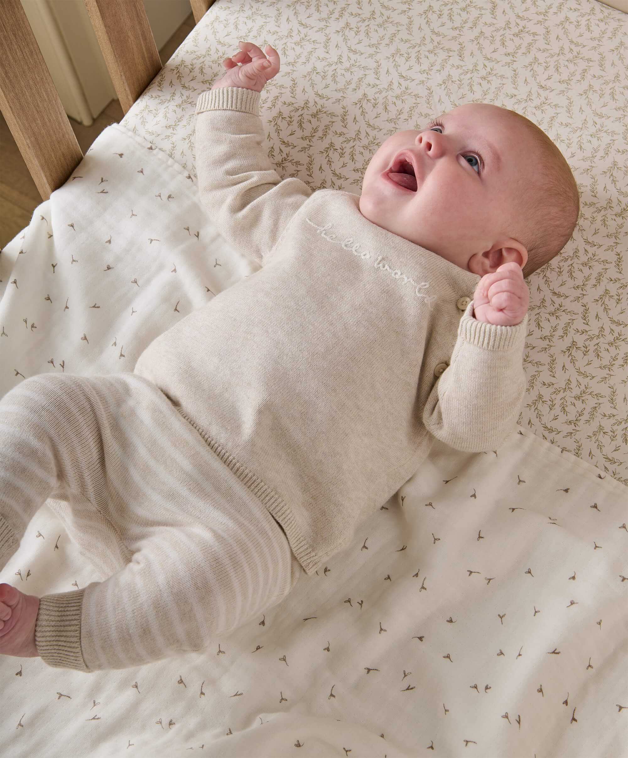 Hello World Knit Set (2 Piece) - Beige - Image 3