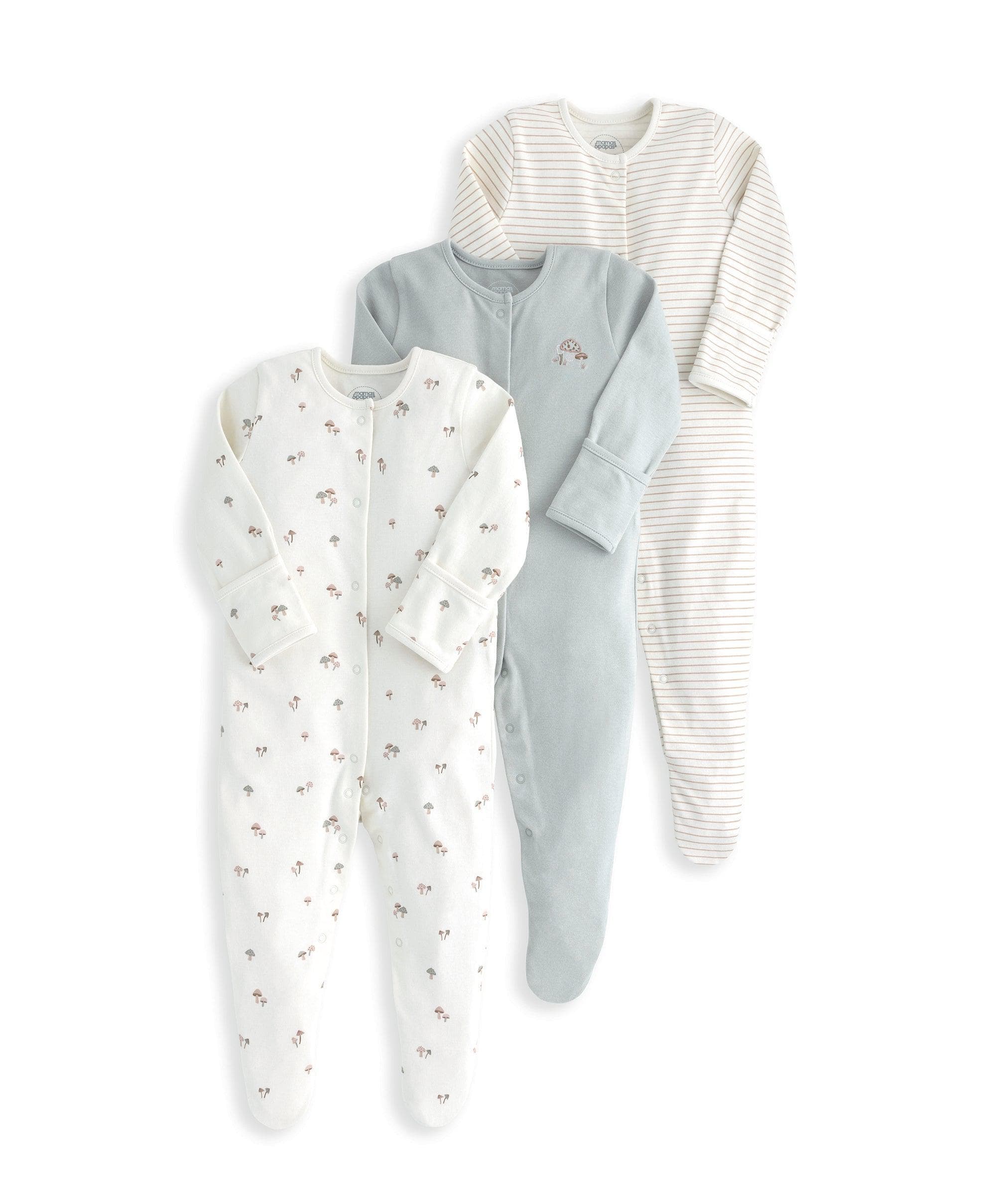 Sleepsuits (Pack of 3) - Mushroom Print - Image 3