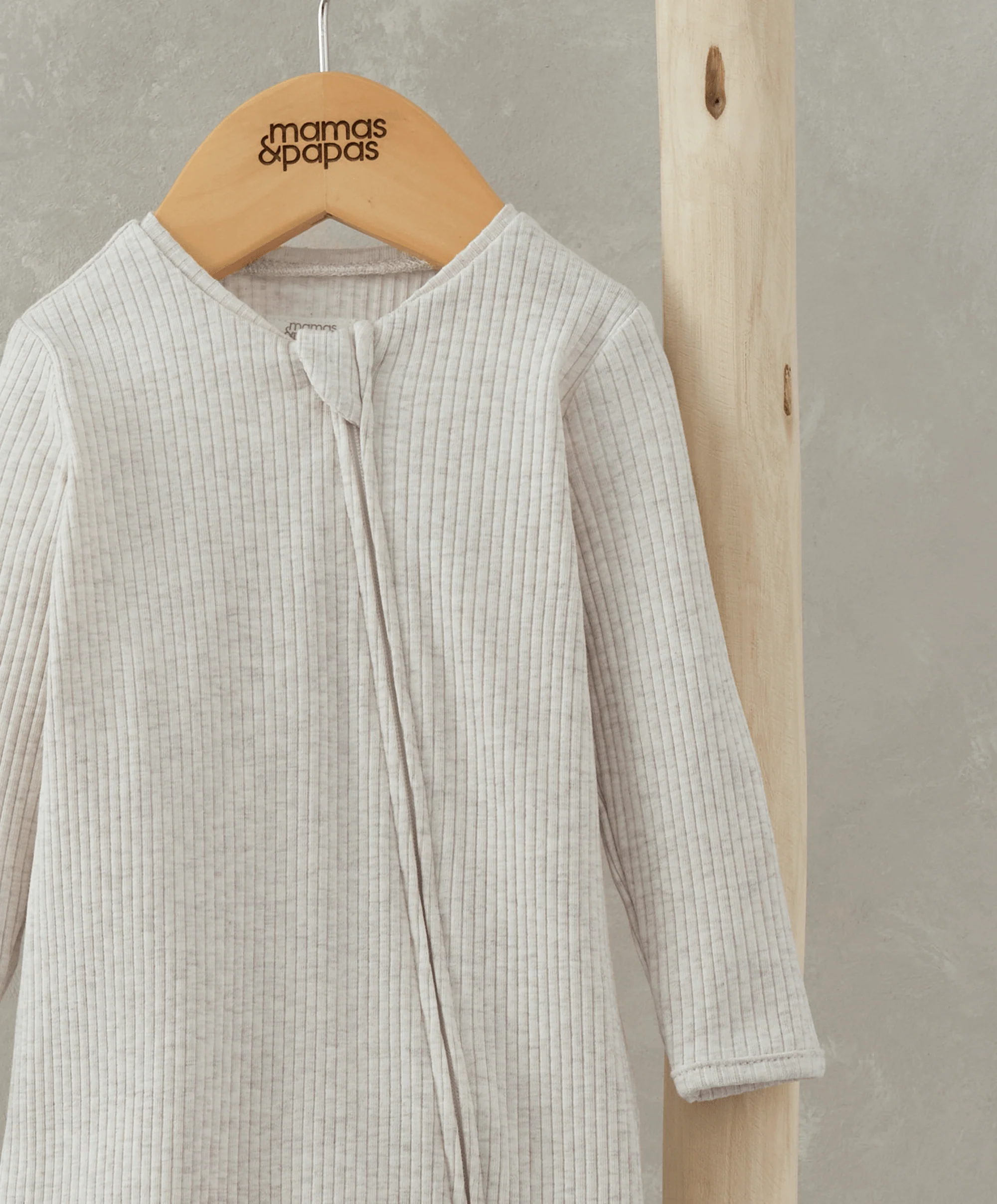 Organic Cotton Ribbed Sleepsuit - Oatmeal - Image 7