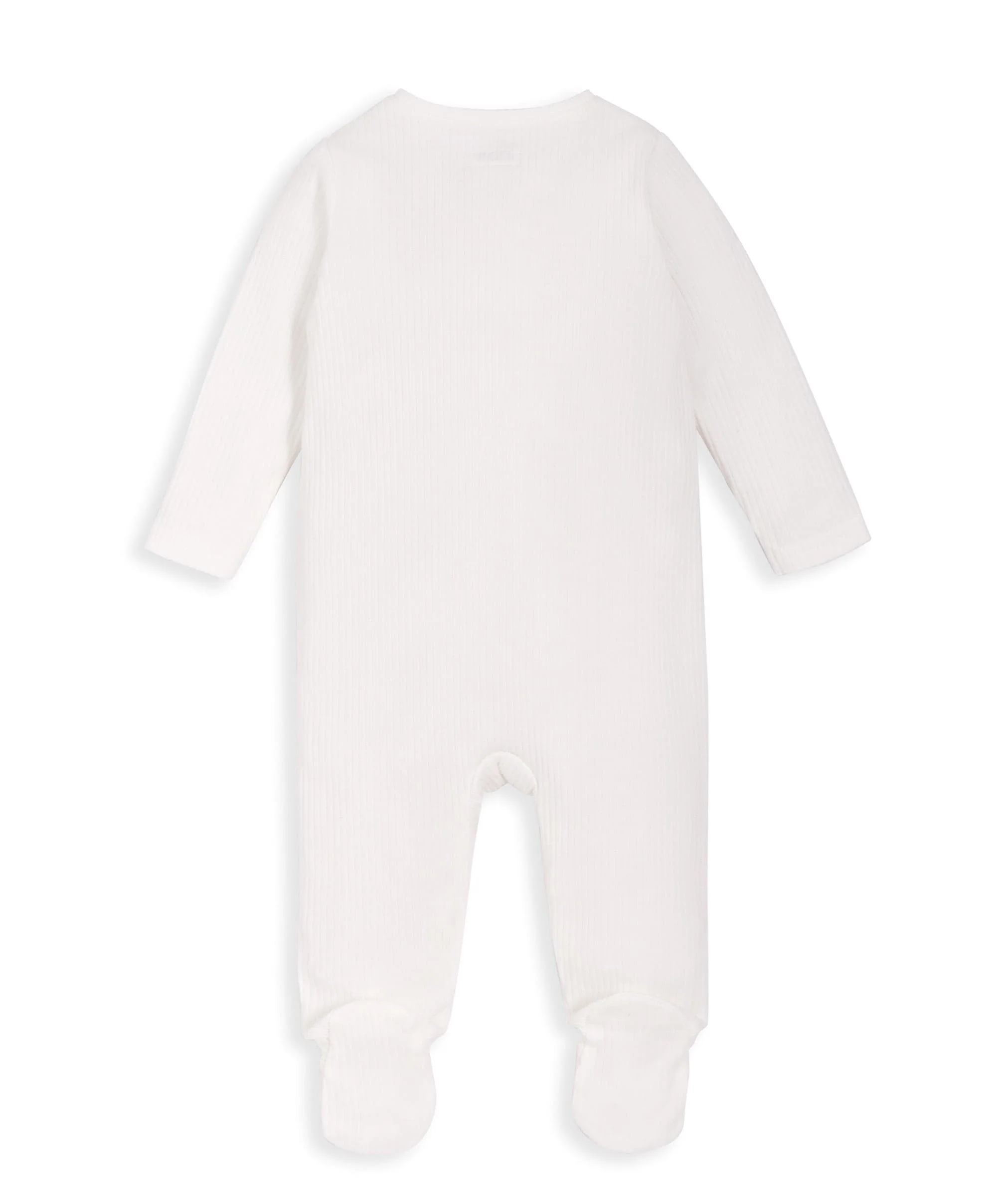 Organic Cotton Ribbed Sleepsuit - White - Image 4