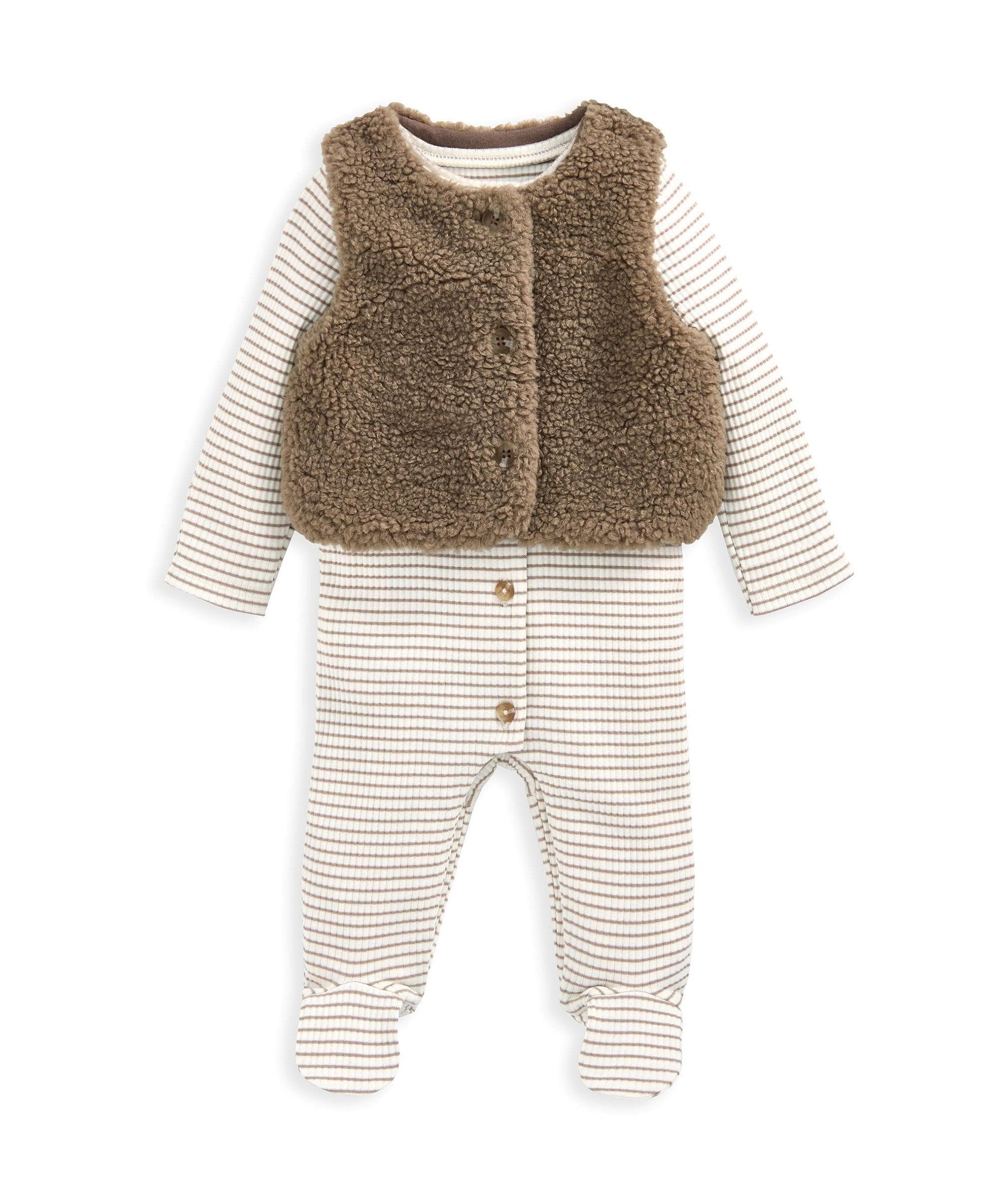 Borg Gilet & All in One Outfit Set - Sand - Image 5